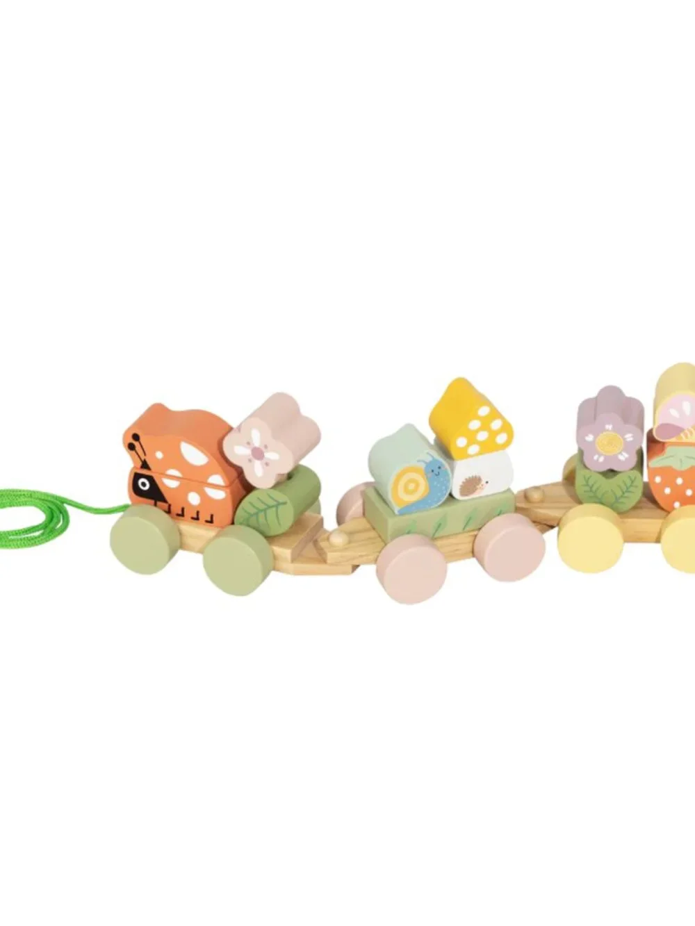 Montessori Wooden Pull Along Animal Train Toy for Toddlers New